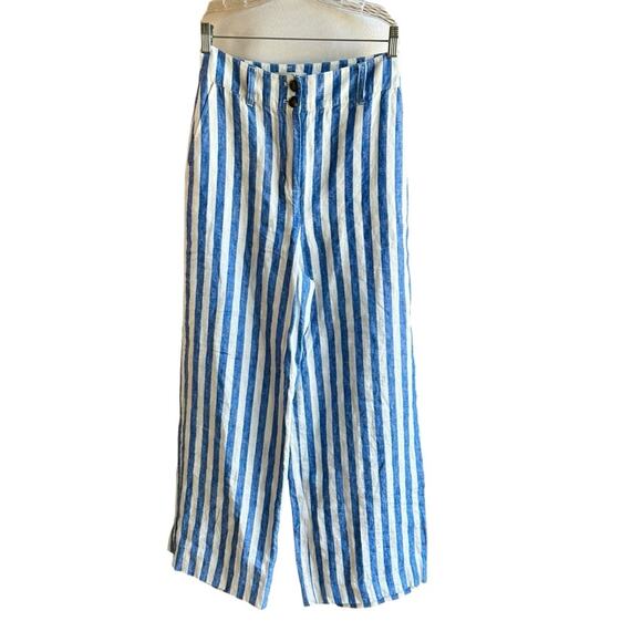 Boden Westbourne wide leg blue and white stripe linen trousers sz 6 - Picture 6 of 11